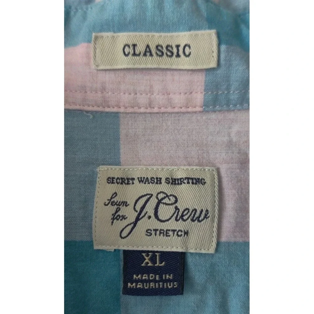 J. Crew Men's Classic‎ Shirt Blue/Pink Gingham Plaid Long Sleeve Stretch Size XL
